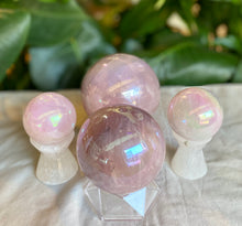 Load image into Gallery viewer, Angel Aura Rose Quartz Sphere