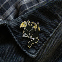 Load image into Gallery viewer, Pentacle Butthole Black Cat Enamel Pin