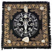 Load image into Gallery viewer, Altar Cloth / Crystal Grid Cloth Black, gold & silver