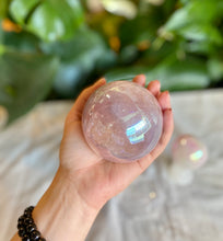 Load image into Gallery viewer, Angel Aura Rose Quartz Sphere