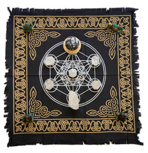 Load image into Gallery viewer, Altar Cloth / Crystal Grid Cloth Black, gold & silver