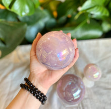 Load image into Gallery viewer, Angel Aura Rose Quartz Sphere