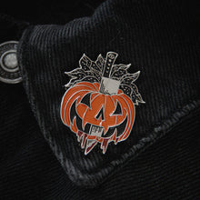 Load image into Gallery viewer, Stabbed Jack-O-Lantern Pumpkin Enamel Pin