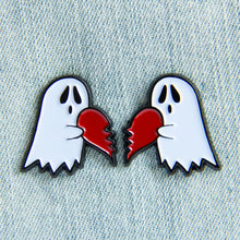 Load image into Gallery viewer, Ghost Heart Enamel Pin Set of 2