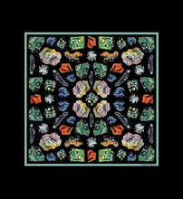 Load image into Gallery viewer, 100% Silk Scarf Gems and Minerals Bandana 17x17