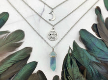 Load image into Gallery viewer, Layered Gemstone Pentagram Necklace
