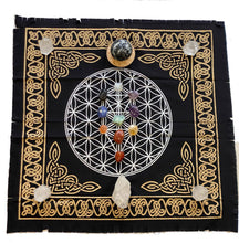 Load image into Gallery viewer, Altar Cloth / Crystal Grid Cloth Black, gold & silver