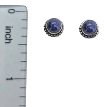 Load image into Gallery viewer, Lapis Sterling Silver Stud Earrings semi circle design

