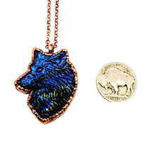 Load image into Gallery viewer, Labradorite Carved Wolf Necklace
