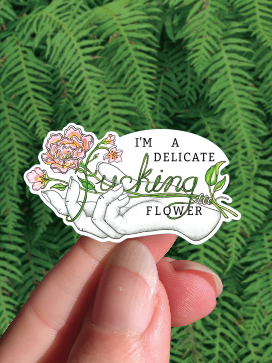 Delicate Fucking Flower - Mini Vinyl Sticker Feminist Rose