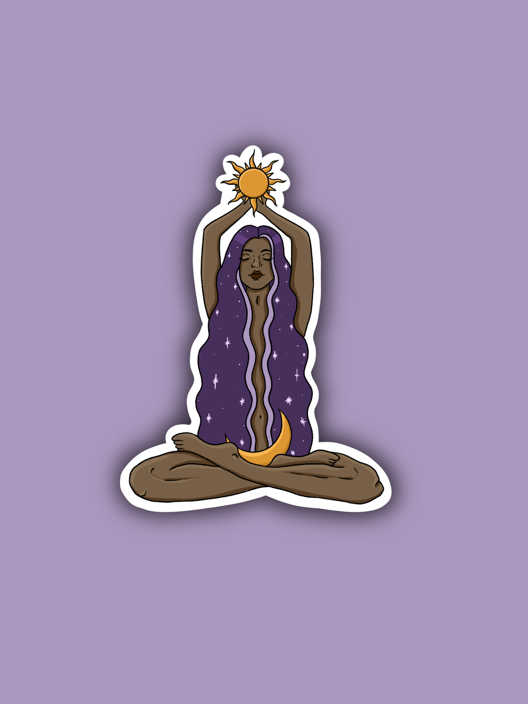 Sun/Moon Witch Sticker - dark skin tone