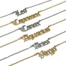 Load image into Gallery viewer, Old English Zodiac Sign Necklace
