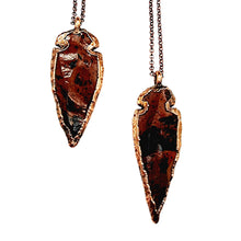 Load image into Gallery viewer, Knapped Mahogany Obsidian Arrowhead Necklace
