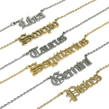 Load image into Gallery viewer, Old English Zodiac Sign Necklace
