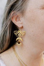 Load image into Gallery viewer, Tigers Eye Moth Moon Earrings
