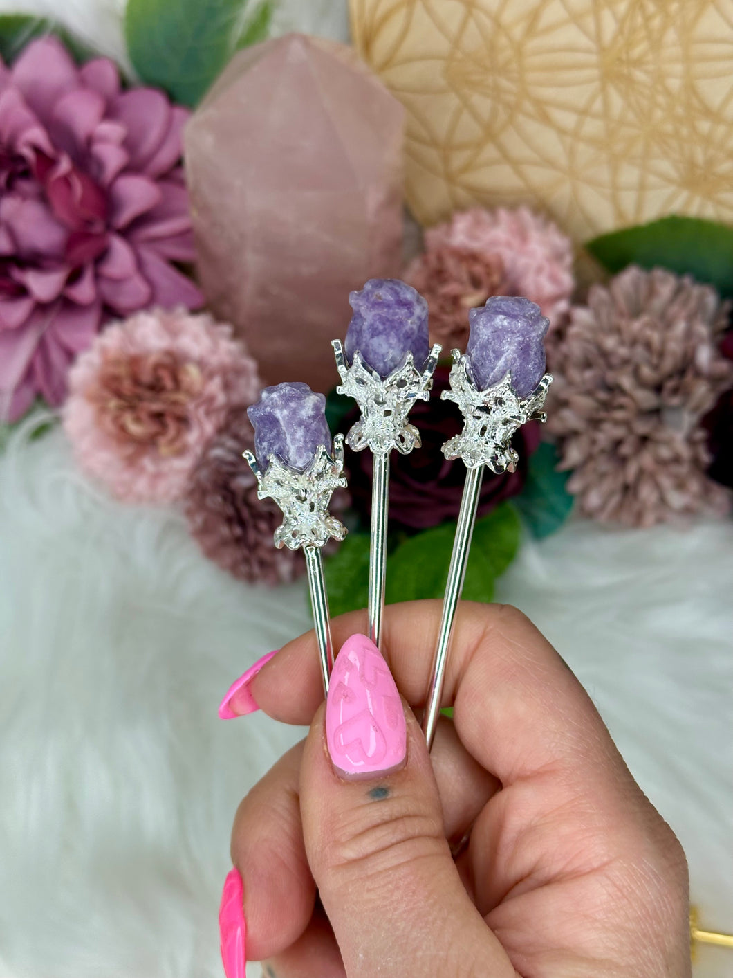 Crystal Roses with Metal Stems🌹