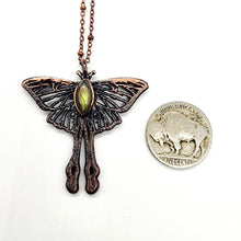 Load image into Gallery viewer, Labradorite Luna Moth Necklace

