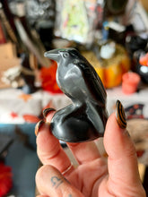 Load image into Gallery viewer, Obsidian Crow / Raven Carving
