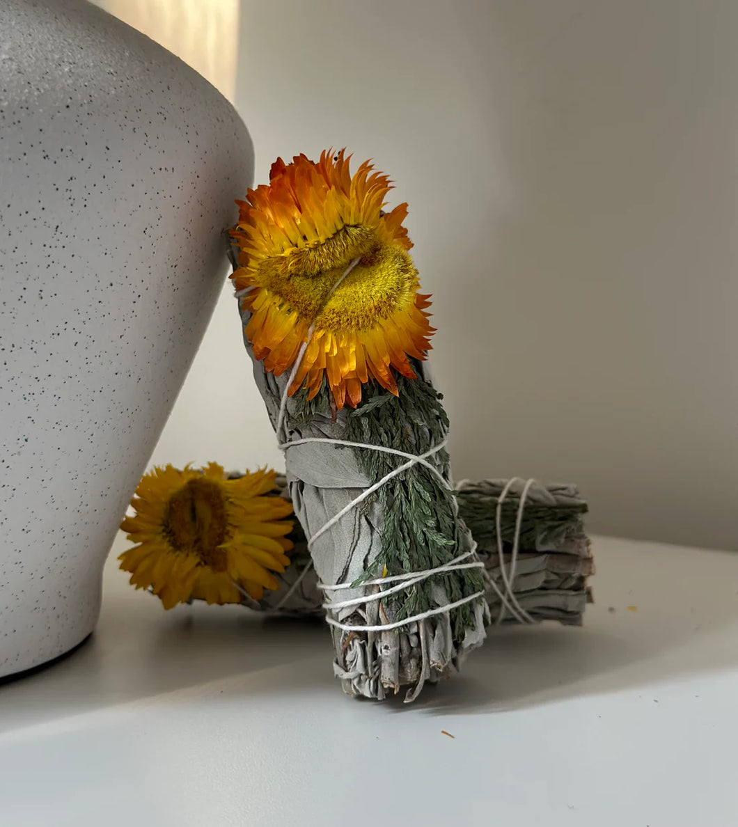 White Sage w/ Cedar and Orange Flowers
