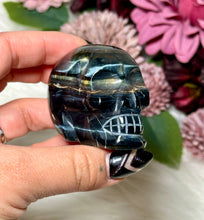 Load image into Gallery viewer, Blue Tiger Eye (Hawk&#39;s Eye) Skull
