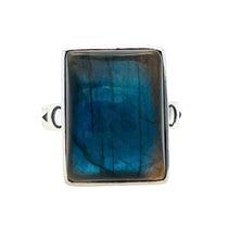Load image into Gallery viewer, Labradorite “Moon Spirit” Square Sterling Silver Ring
