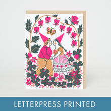 Load image into Gallery viewer, Kissing Butterflies Gnomes Greeting Card by Phoebe Wahl
