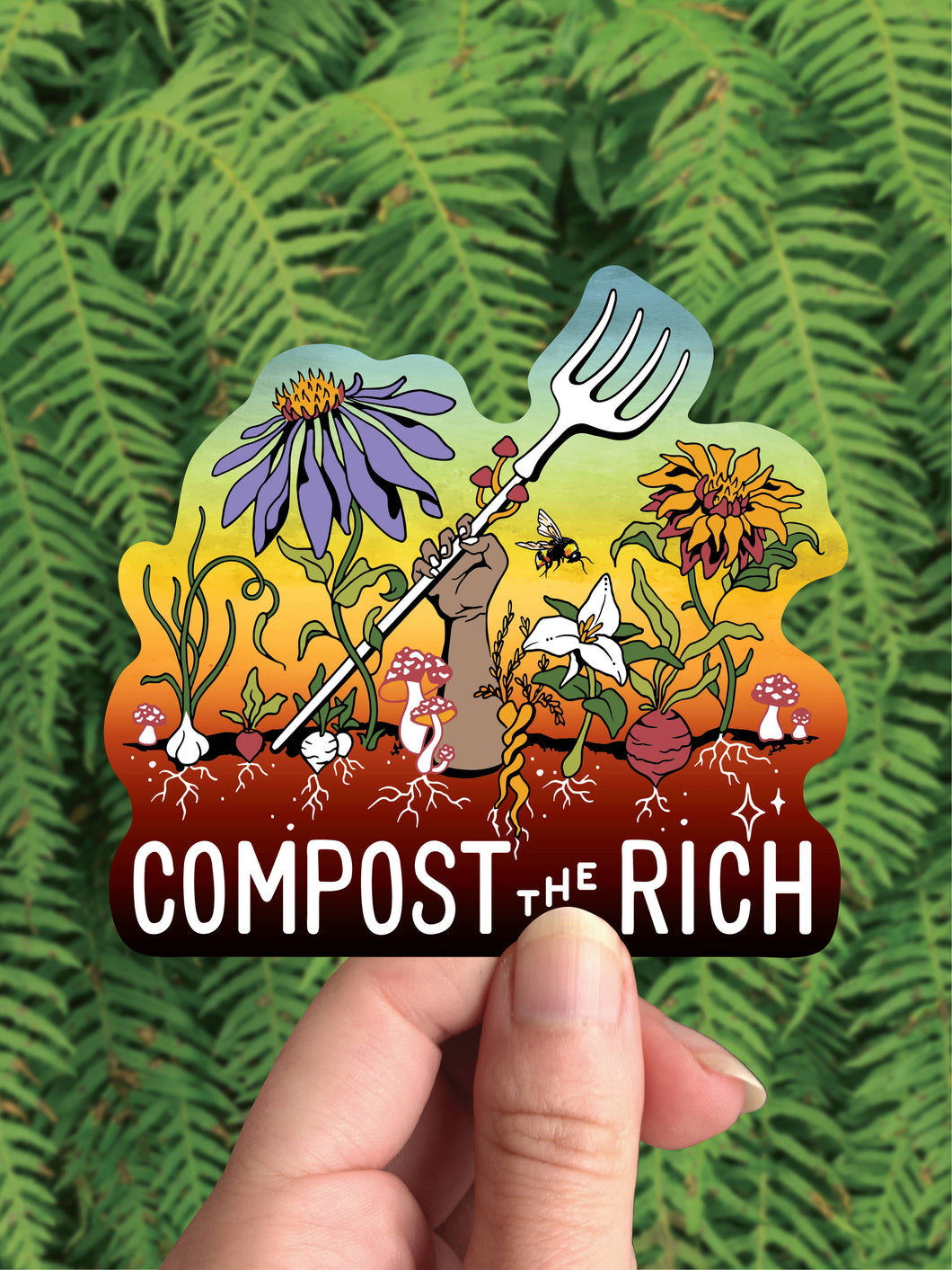 Compost the Rich - Vinyl Sticker Art - Farmer – The Cosmic Exchange