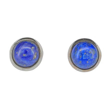 Load image into Gallery viewer, Lapis Sterling Silver Stud Earrings plain round
