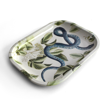 Load image into Gallery viewer, Small Metal Vintage Blue Snake Trinket Tray
