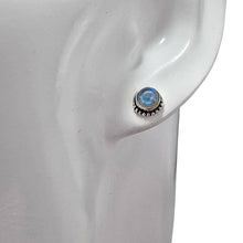 Load image into Gallery viewer, Labradorite Sterling Silver Stud Earrings semi circle design
