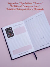Load image into Gallery viewer, Linen Hardcover Tarot Workbook: Mystical edition - Cosmic Valeria
