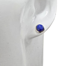 Load image into Gallery viewer, Lapis Sterling Silver Stud Earrings plain round
