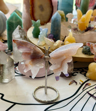 Load image into Gallery viewer, Flower Agate Carnelian Butterfly Wings on Metal Stand
