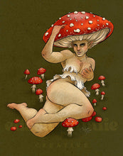 Load image into Gallery viewer, Fly Agaric Mushroom Pinup 8x10 Art Print

