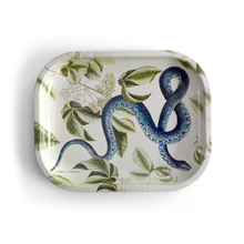 Load image into Gallery viewer, Small Metal Vintage Blue Snake Trinket Tray
