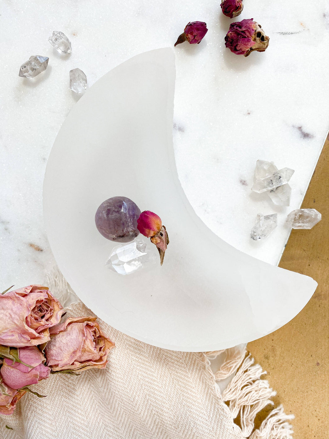 3” Moon Shaped Selenite Bowl (unetched)