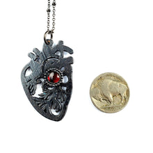 Load image into Gallery viewer, Garnet Sacred Heart Necklace
