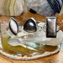 Load image into Gallery viewer, Silver sheen Obsidian Sterling Silver Rings
