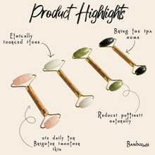Load image into Gallery viewer, Bamboo Facial Roller Jade Stone
