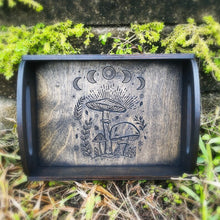 Load image into Gallery viewer, Mushroom Moon Phase Wooden Trinket Tray
