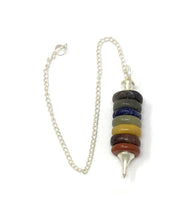 Load image into Gallery viewer, 7 Chakra stone Spring Pendulum- 2.5 inch
