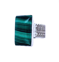 Load image into Gallery viewer, Malachite “Sacred Tribe” Square Sterling Silver Ring
