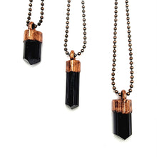 Load image into Gallery viewer, Black Tourmaline Necklace - Antique Copper Ball Chain
