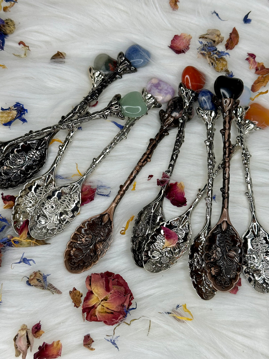 Witchy Spoons with Crystal Heart Topper