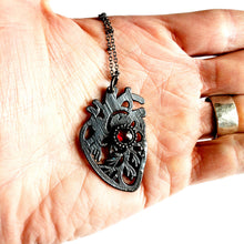 Load image into Gallery viewer, Garnet Sacred Heart Necklace
