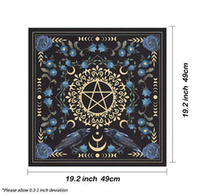 Load image into Gallery viewer, Altar Cloth - Blue Rose Pentacle Raven (20x20”)
