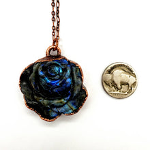 Load image into Gallery viewer, Labradorite Carved Rose Necklace
