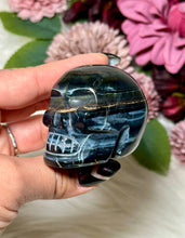 Load image into Gallery viewer, Blue Tiger Eye (Hawk&#39;s Eye) Skull
