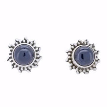 Load image into Gallery viewer, Black Onyx Sterling Silver Stud Earrings Sun border
