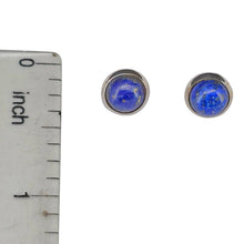 Load image into Gallery viewer, Lapis Sterling Silver Stud Earrings plain round
